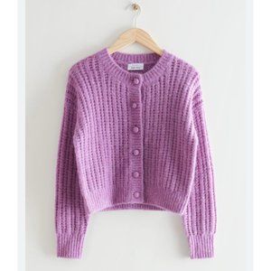 & Other Stories | Chunky knit cardigan lilac purple metallic small alpaca blend